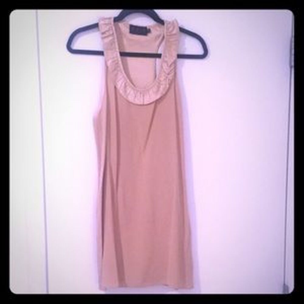 WAYF Gold Silk Ruffle Detailed Dress size 4